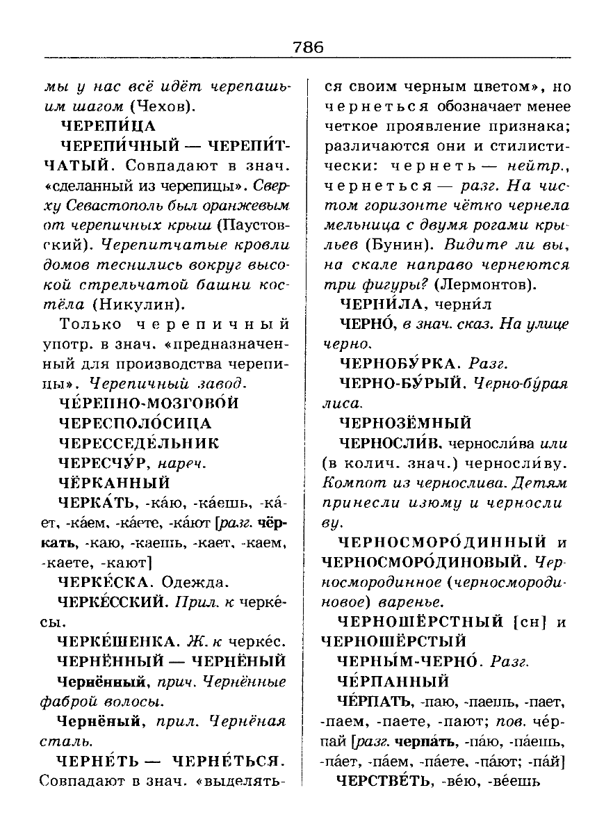 Сканированная страница словаря трудностей русского языка