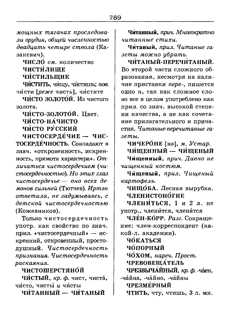 Сканированная страница словаря трудностей русского языка