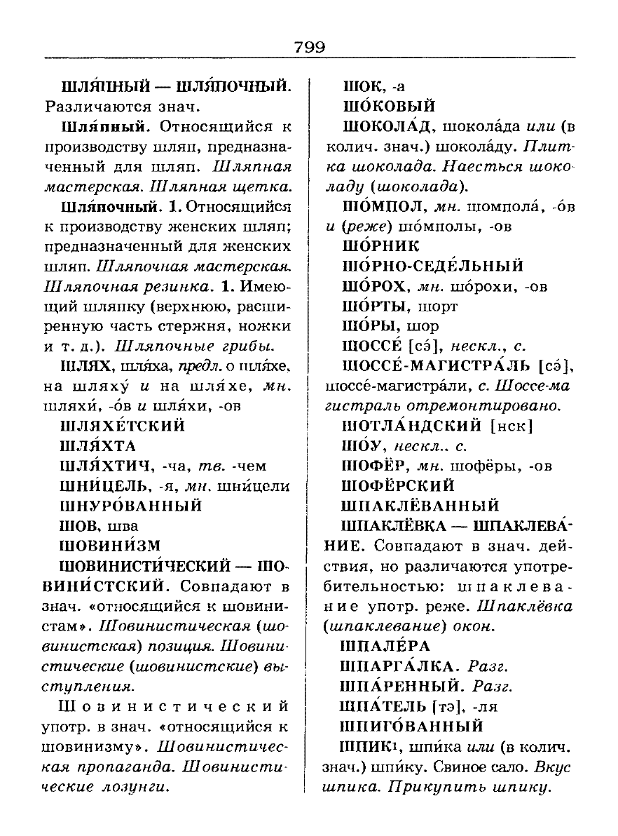 Сканированная страница словаря трудностей русского языка