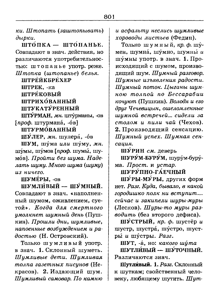 Сканированная страница словаря трудностей русского языка