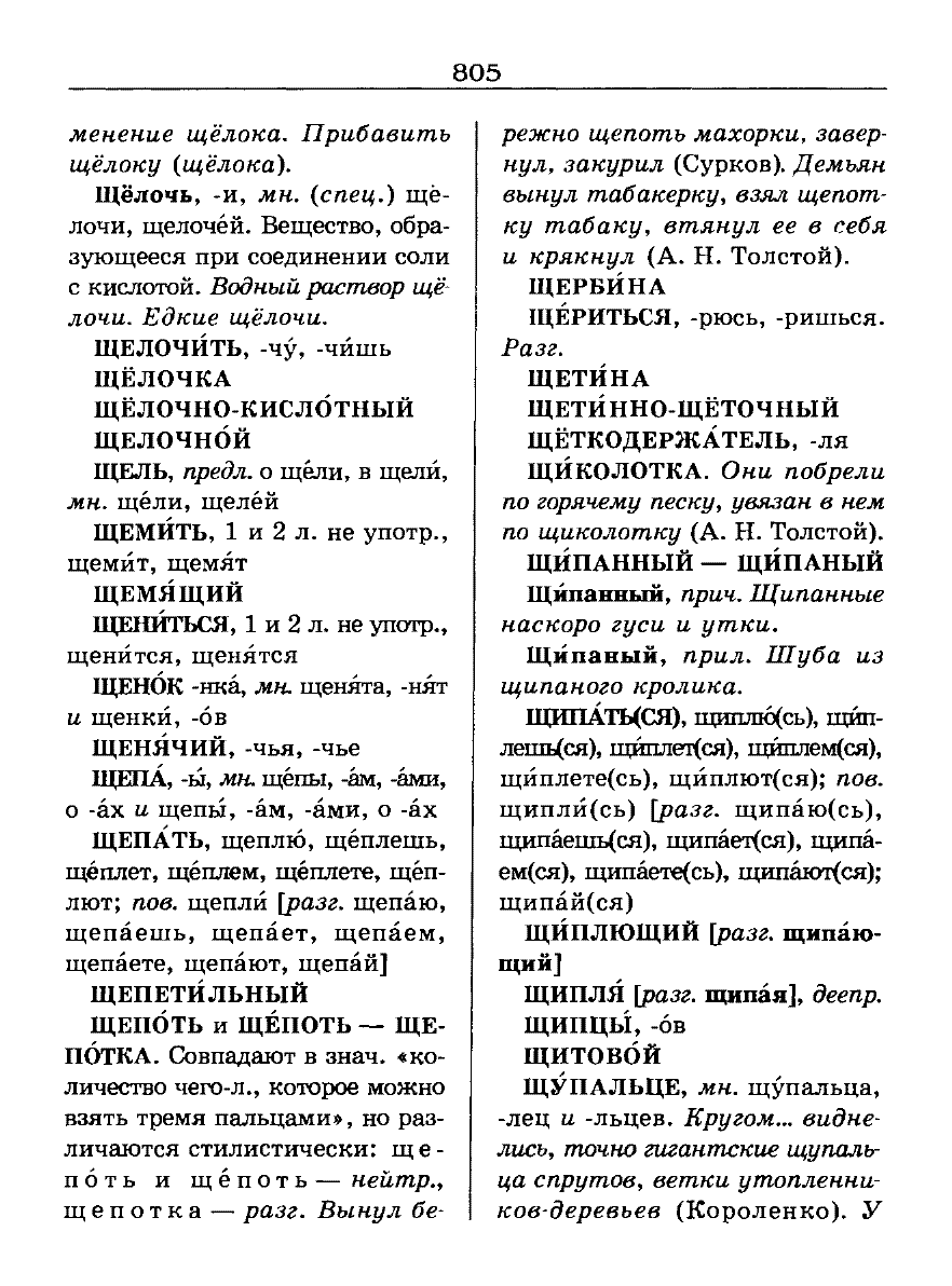 Сканированная страница словаря трудностей русского языка