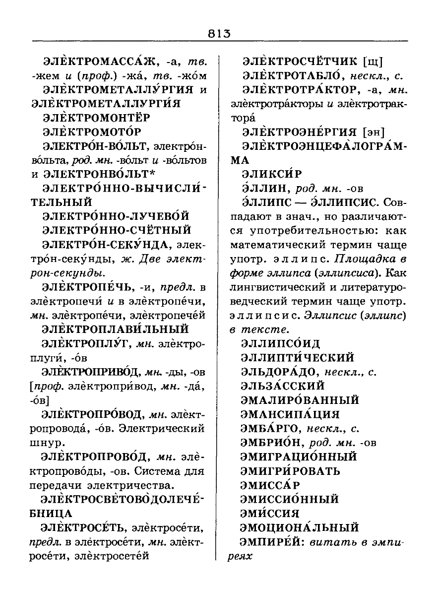 Сканированная страница словаря трудностей русского языка