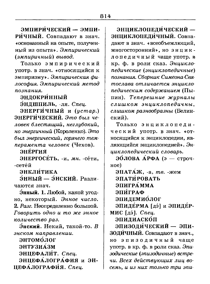 Сканированная страница словаря трудностей русского языка